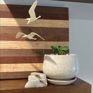 🌊 Vintage Alabaster Seagull Sculpture - Coastal Boho Decor